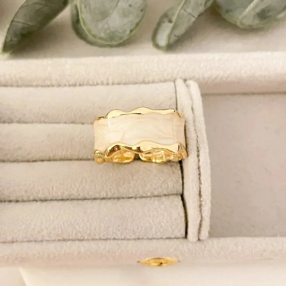 925 Sterling Silver Gold Ring Wavy Modern Ring Geometric Ring Band